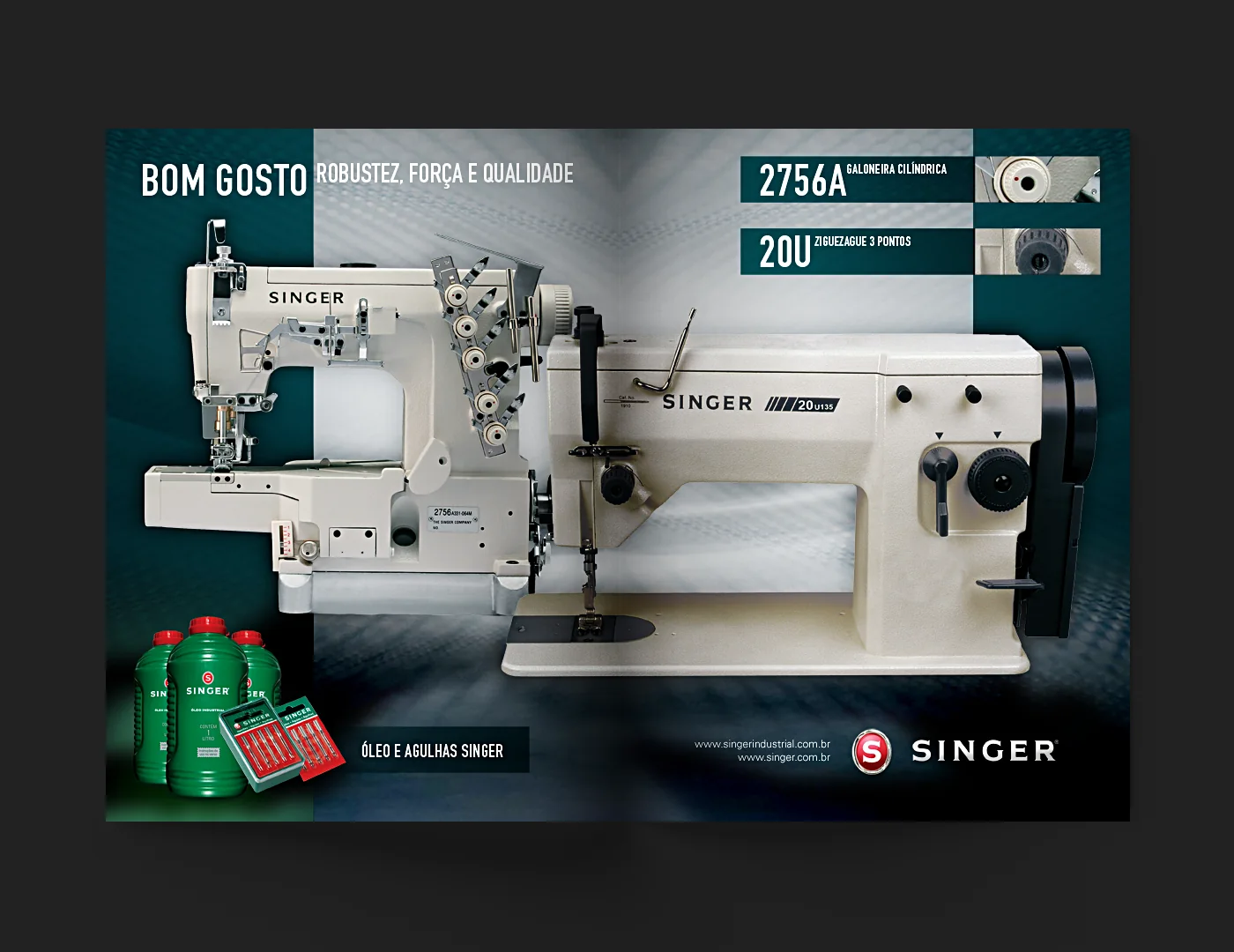 Máquina industrial, material Singer